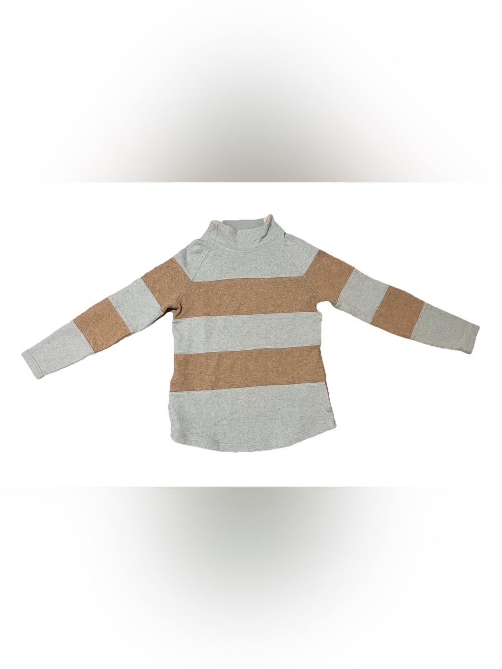 Prana Dessau Recycled Wool Blend Striped Sweater Womens Size M Blue Tan Pockets